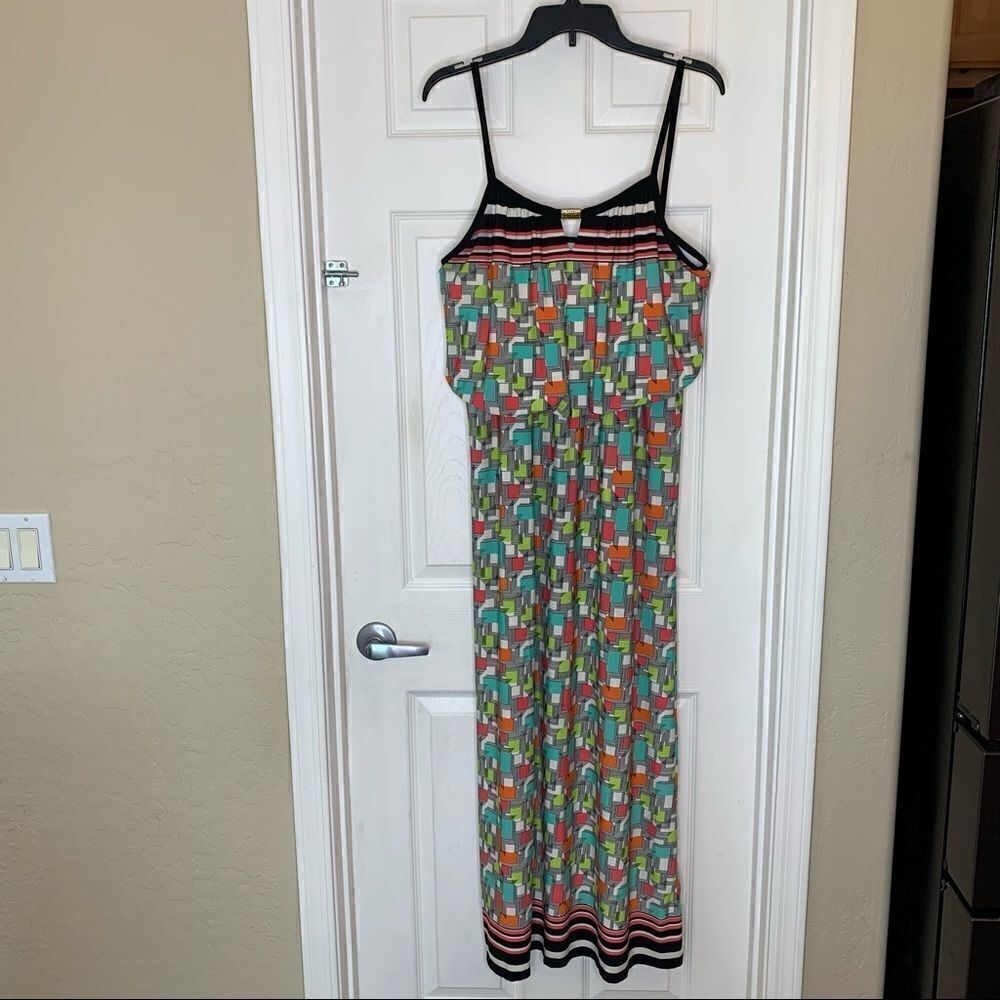 Scarlett Colorful Stretchy Maxi Dress Geometric Design Size 14